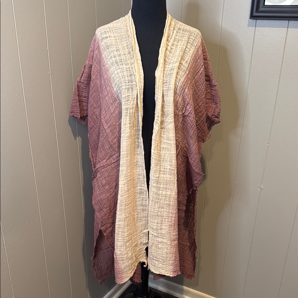 B4 Elegant Cream and Purple Women's One Size Duster